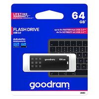 Goodram USB flash disk, USB 3.0, 64GB, UME3, ern, UME3-0640K0R11, USB A, s krytkou