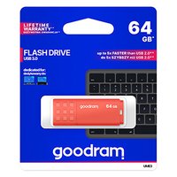 Goodram USB flash disk, USB 3.0, 64GB, UME3, oranov, UME3-0640O0R11, USB A, s krytkou