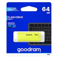 Goodram USB flash disk, USB 2.0, 64GB, UME2, lut, UME2-0640Y0R11, USB A, s krytkou