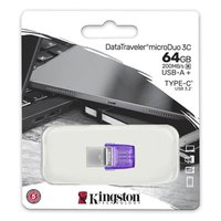 Kingston USB flash disk OTG, USB 3.0, 64GB, Data Traveler microDuo3 G2, stbrno-fialov, DTDUO3CG3/