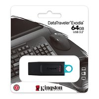 Kingston USB flash disk, USB 3.0, 64GB, DataTraveler Exodia, ern, DTX/64GB, USB A, s krytkou