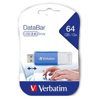 Verbatim USB flash disk, USB 2.0, 64GB, DataBar, modr, 49455, pro archivaci dat
