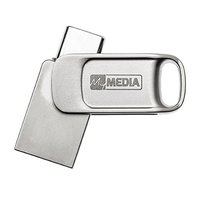MyMedia MyDual USB 2.0, USB 2.0, 64GB, stbrn, 69267, USB A / USB C, s krytkou