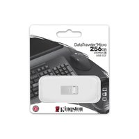 Kingston USB flash disk, USB 3.0, 256GB, DataTraveler Micro G2, stbrn, DTMC3G2/256GB, USB A