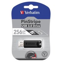Verbatim USB flash disk, USB 3.0, 256GB, PinStripe, Store N Go, ern, 49320, USB A, s vsuvnm kone