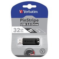 Verbatim USB flash disk, USB 3.0, 32GB, PinStripe, Store N Go, ern, 49317, USB A, s vsuvnm konek