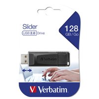 Verbatim USB flash disk, USB 2.0, 128GB, Slider, ern, 49328
