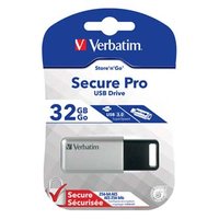 Verbatim USB flash disk, USB 3.0, 32GB, Secure Pro, Store N Go, stříbrný, 98665, USB A, AES 256-bit