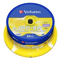 Verbatim DVD+RW, Matt Silver, 43489, 4.7GB, 4x, spindle, 25-pack, bez monosti potisku, 12cm, pro ar
