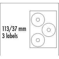 Logo etikety na CD 113/37mm, A4, matn, bl, 3 etikety, 140g/m2, baleno po 25 ks, pro inkoustov a