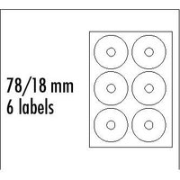 Logo etikety na CD 78/18mm, A4, matn, bl, 6 etiket, 140g/m2, baleno po 10 ks, pro inkoustov a la