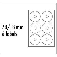 Logo etikety na CD 78/18mm, A4, matn, bl, 6 etiket, 140g/m2, baleno po 25 ks, pro inkoustov a la