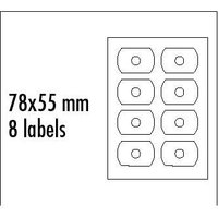 Logo etikety na CD 78mm x 55mm, A4, matn, bl, 8 etiket, CD-R card, 140g/m2, baleno po 25 ks, pro