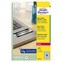 Avery Zweckform etikety 96mm x 50.8mm, A4, stříbrné, 10 etiket, velmi odolné, baleno po 20 ks, L6012