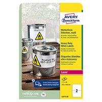 Avery Zweckform etikety 210mm x 148mm, A4, matn, bl, 2 etikety, velmi odoln, baleno po 20 ks, L4