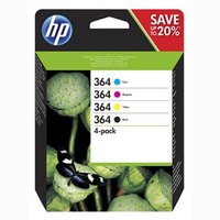 HP originln ink N9J73AE, HP 364 Combo pack, CMYK, blistr, 4-pack + paper