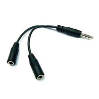 Audio rozdvojka, Jack (3.5mm) samec - 2x Jack (3.5mm) samice, 0.2 m, stereo, ern, kabelov