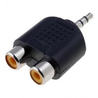 Audio redukce, Jack (3.5mm) samec - 2x CINCH samice, stereo, ern, Logo