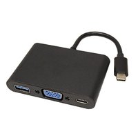 USB/Video pevodnk + HUB, DP Alt Mode, USB C samec - VGA (D-sub) samice + USB C samice (PD) + USB A