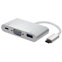 USB/Video pevodnk + HUB, DP Alt Mode, USB C samec - VGA (D-sub) samice + USB C samice (PD) + USB A