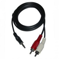 Audio kabel Jack (3,5mm) M - 2x CINCH M, 1.5m, černá, Logo
