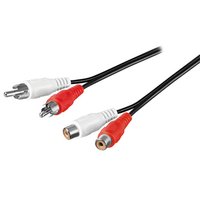 Prodluovac audio kabel 2x CINCH samec - 2x CINCH samice, 5m, ern