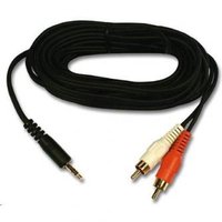 Audio kabel Jack (3.5mm) samec - 2x CINCH samec, 10m, ern