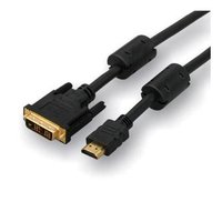 Video kabel DVI (18+1) samec - HDMI samec, 10m, zlacen konektory, ern