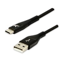 Logo USB kabel (2.0), USB A samec - USB C samec, 1m, 480 Mb/s, 5V/3A, ern, box, nylonov opleten,