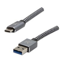 Logo USB kabel (3.2 gen 1), USB A samec - USB C samec, 1m, 5 Gb/s, 5V/3A, ed, box, kovov opleten
