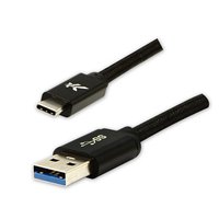Logo USB kabel (3.2 gen 1), USB A samec - USB C samec, 1m, 5 Gb/s, 5V/3A, ern, box, nylonov oplet