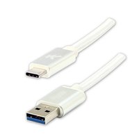 Logo USB kabel (3.2 gen 1), USB A samec - USB C samec, 1m, 5 Gb/s, 5V/3A, bl, box, nylonov oplete