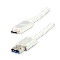 Logo USB kabel (3.2 gen 1), USB A samec - USB C samec, 1m, 5 Gb/s, 5V/3A, bl, box, nylonov oplete