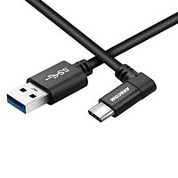 Avacom USB kabel (3.1), USB A samec - USB C samec, 1.1m, kulatý, černý, konektor v úhlu 90&amp;deg;
