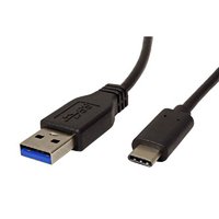 USB kabel (3.1), USB A samec - USB C samec, 1m, kulat, ern, plastic bag