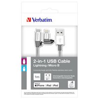Verbatim USB kabel (2.0), USB A samec - microUSB samec + Apple Lightning samec, 1m, stbrn, box, 4