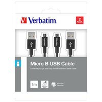 Verbatim USB kabel (2.0), USB A samec - microUSB samec, 1m, reversible, ern, box, 48874, 2 kusy v