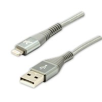 Logo USB kabel (2.0), USB A samec - Apple Lightning samec, 2m, MFi certifikace, 5V/2,4A, stbrn, b
