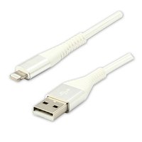 USB kabel (2.0), USB A M - Apple Lightning M, 2m, MFi certifikace, 5V/2,4A, bílý, Logo, box, nylonov
