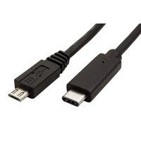 USB kabel (2.0), USB C samec - microUSB samec, 1m, kulat, ern, plastic bag