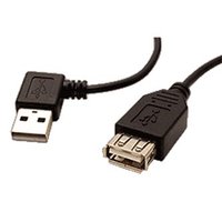 USB prodluka (2.0), USB A samec - USB A samice, 0.3m, lomen 90&amp;deg; (VLEVO), ern