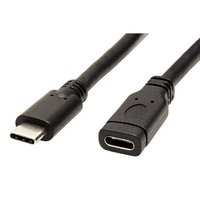 Prodluovac USB kabel (3.1), USB C samec - USB C samice, 1m, ern, plastic bag