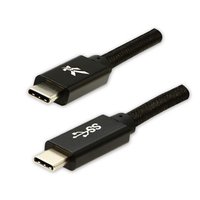 Logo USB kabel (3.2 gen 1), USB C samec - USB C samec, 2m, 5 Gb/s, 5V/3A, ern, box, nylonov oplet