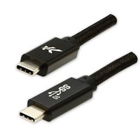 Logo USB kabel (3.2 gen 2), USB C samec - USB C samec, 1m, Power Delivery 100W, 10 Gb/s, 20V/5A, čer