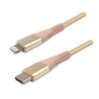 Logo USB kabel (2.0), USB C samec - Apple Lightning samec, 1m, MFi certifikace, 5V/3A, zlat, box, n