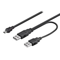 Logo USB kabel (2.0), 2x USB A samec - miniUSB samec, 0.6m, ern, blistr