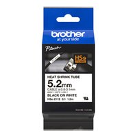Brother originální páska do tiskárny štítků, Brother, HSE-211E, černý tisk/bílý podklad, 1.5m, 5.2mm