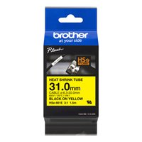 Brother originální páska do tiskárny štítků, Brother, HSE-661E, černý tisk/žlutý podklad, 1.5m, 31mm