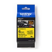 Brother originální páska do tiskárny štítků, Brother, TZE-FX611, černý tisk/žlutý podklad, laminovan
