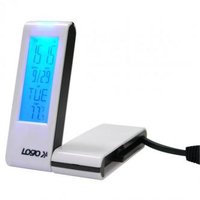 USB (2.0) hub 4-port, bl, podsvcen, hodiny, budk, asova